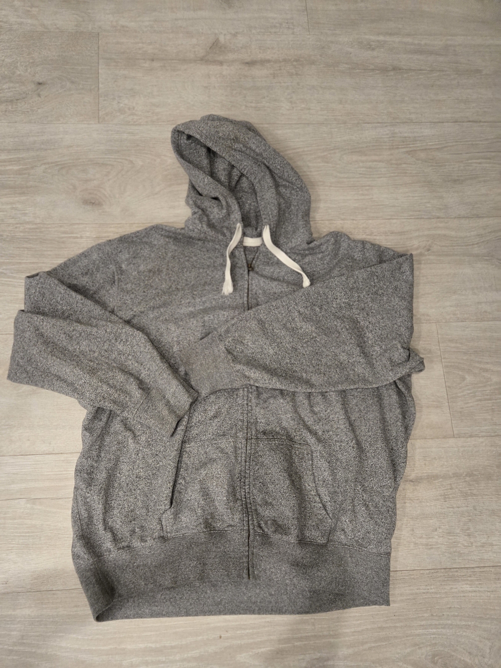Men's Gray Hooded Zip Sweater - Casual Full-Zip Hoodie